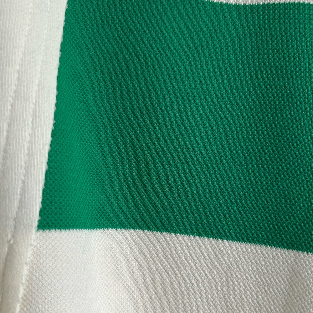 π Green & Cream Striped Rugby Shirt Partial Zip-Up Size 2XL New Without Tag - Picture 5 of 14